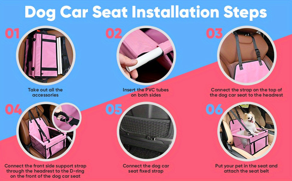 Pet Car Booster Seat For Dog Cat Portable And Breathable Bag With Seat Belt Dog Carrier Safety Stable For Travel Look Out With Clip On Leash With PVC Tube Christmas Gift