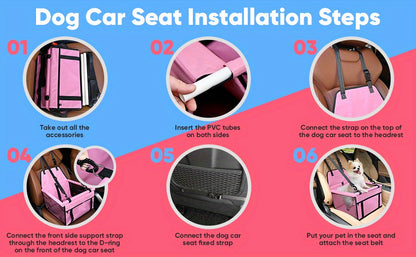 Pet Car Booster Seat For Dog Cat Portable And Breathable Bag With Seat Belt Dog Carrier Safety Stable For Travel Look Out With Clip On Leash With PVC Tube Christmas Gift