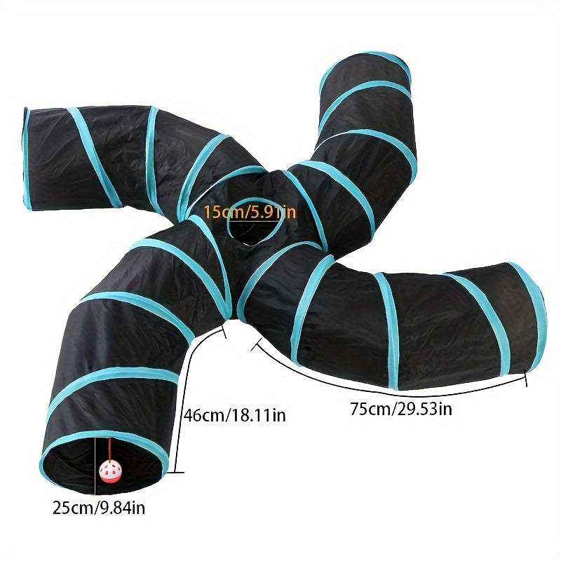 [Large Collapsible Cat Tunnel Play] Cat Tunnel For Indoor Cats Large With Play Ball 2/3/4/5 Way Collapsible Interactive Peek Hole Pet Tube Toys For Puppy, Kitty, Kitten, Rabbit