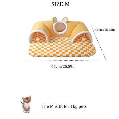 Cat Tunnel Cat Nest Small Pet Tunnel Small Pet Nest Elk Pet Nest Hide and Seek Toy Cat Tunnel Play Sleep Integrated Bear Shaped Tunnel Cat Nest Pet Nest Warm Nest Rabbit Hamster Tunnel Nest