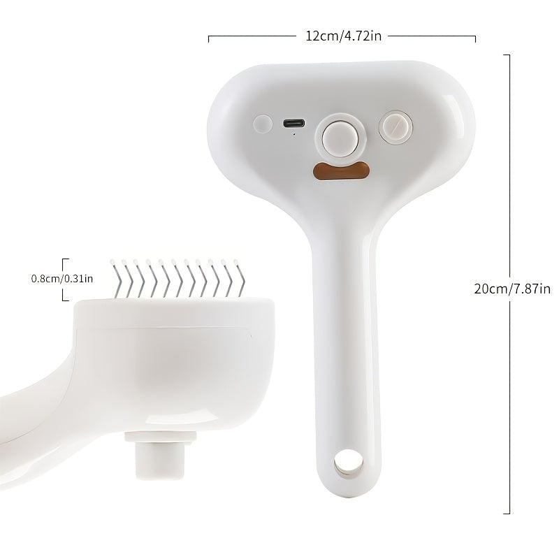 4-in-1 Cat Steam Brush with Self-Cleaning, Antistatic Shedding Spray Comb, Hair Removal, Massage Atomized Steam Beauty Brush for Dogs and Cats - Water Spray Demisting, Pet Care, White Professional Version, Cloud Pet Care