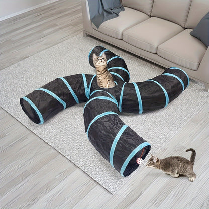 [Large Collapsible Cat Tunnel Play] Cat Tunnel For Indoor Cats Large With Play Ball 2/3/4/5 Way Collapsible Interactive Peek Hole Pet Tube Toys For Puppy, Kitty, Kitten, Rabbit