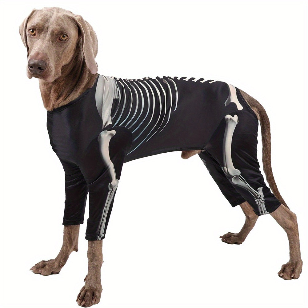 Pet Halloween Dressup Skull Transformation High elasticity sports not tight three-dimensional cut more fit four-legged long-sleeved design home anti-shedding Halloween Transformation Skull Bone Dog Costume