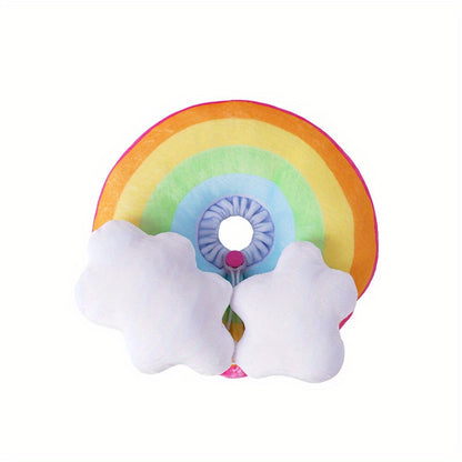 Zeze Cat Plush Rainbow Shape Soft Elizabethan Adjustable Collar For Cat Wound Healing Protective, Pet Elizabethan Collar For Cats, Mini Dogs And Rabbit