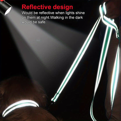 1pc Single Sided Reflective Dog Leash Soft Neoprene Padded Breathable 1 Inch Wide, Pet Leash 6FT/5FT/4FT For Medium & Large Dogs Walking And Training