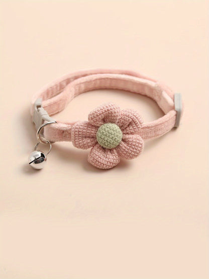 1pc Cute Dog Necklace with Flower Decor and Bell Strap - Pet Collars and Leads for Stylish Pups