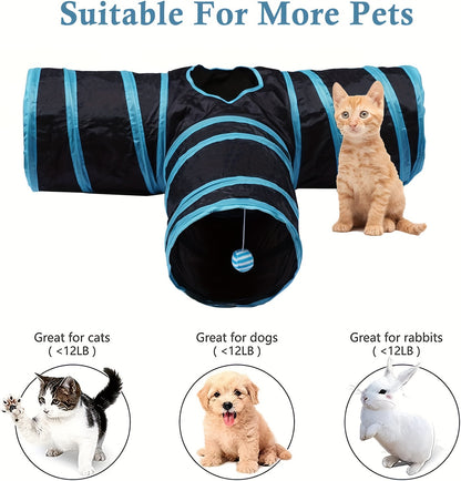 [Large Collapsible Cat Tunnel Play] Cat Tunnel For Indoor Cats Large With Play Ball 2/3/4/5 Way Collapsible Interactive Peek Hole Pet Tube Toys For Puppy, Kitty, Kitten, Rabbit