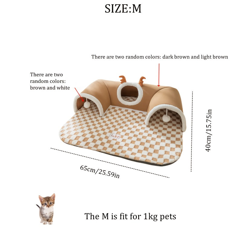 Cat Tunnel Cat Nest Small Pet Tunnel Small Pet Nest Elk Pet Nest Hide and Seek Toy Cat Tunnel Play Sleep Integrated Bear Shaped Tunnel Cat Nest Pet Nest Warm Nest Rabbit Hamster Tunnel Nest