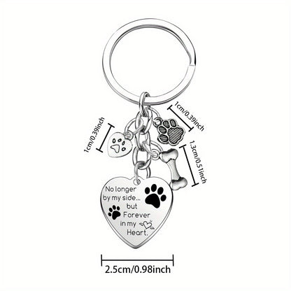 Forever in My Heart: Dog Memorial Keychain - Paw Print Charm for Pet Loss Sympathy Gift