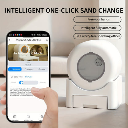 Smart Self-Cleaning Litter Box Pro 18.76gal XL Capacity - APP/WiFi Control, Odorless, Anti-Pinch Safety, Quiet, All Cat Litters Compatible, Includes Waste Bags and Mat, Suitable for Multi-Cat Homes, Quiet Pet Care, Sleek Pet