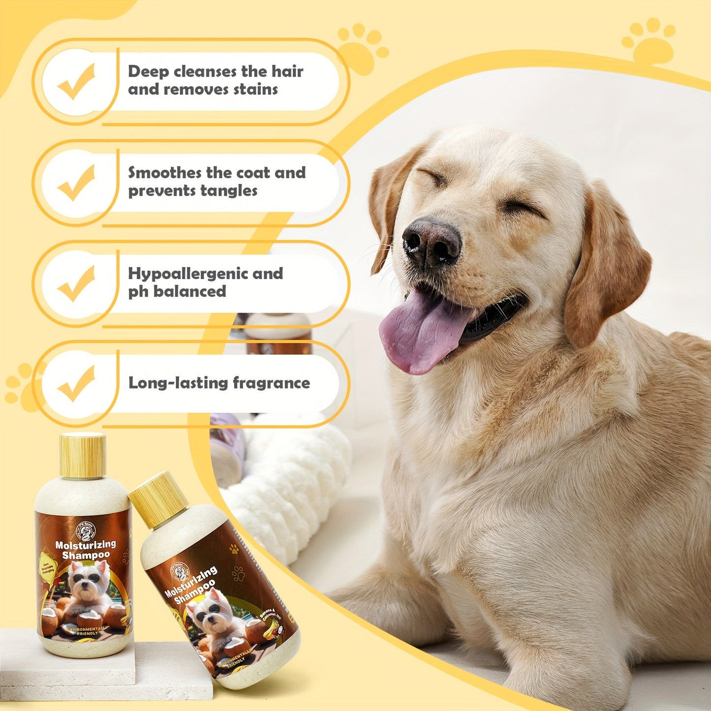 2pcs Pet Grooming Kit: Gentle Formula Shampoo & Conditioner For Dogs - Softens Fur, Cleanses & Cares, Nourishing Coconut Pet Care 3-in-1 Shampoo - Deep Cleans, Moisturizes, Itchy Skin Relief, Glossy Coat - Gentle & Safe For C