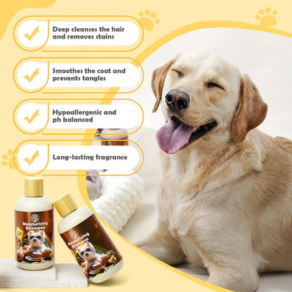 2pcs Pet Grooming Kit: Gentle Formula Shampoo & Conditioner For Dogs - Softens Fur, Cleanses & Cares, Nourishing Coconut Pet Care 3-in-1 Shampoo - Deep Cleans, Moisturizes, Itchy Skin Relief, Glossy Coat - Gentle & Safe For C