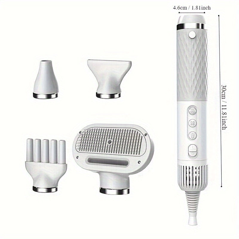 5-in-1 Portable Handheld Dog Hair Dryer - Advanced Smart Temperature Adjustment, Detachable Grooming Brush, Pet Washing Station, Travel-Friendly Design, Compact and Lightweight for Easy Use - Perfect for Home and Travel Pet C