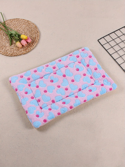 All-Season Dirt-Resistant Rectangular Pet Blanket - Comfortable Dog Paw Heart Print Pet Bed, 1pc