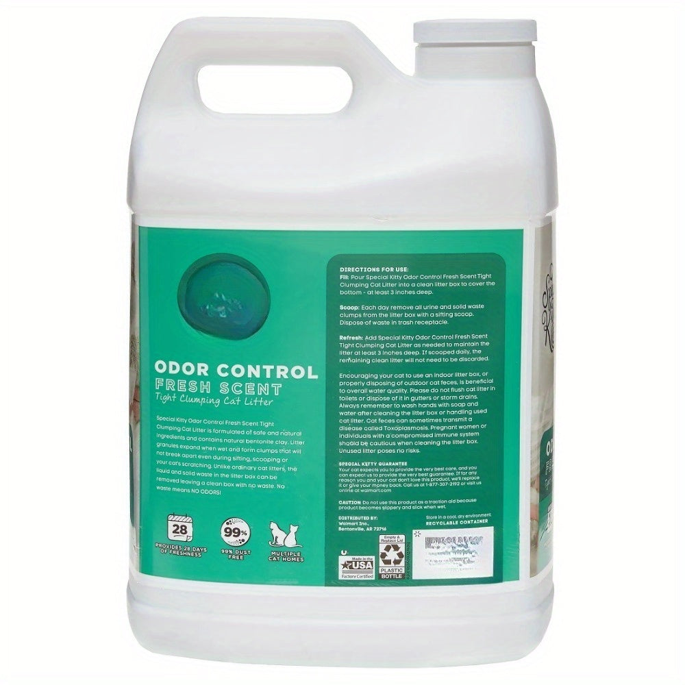 2-Pack Special Kitty Scoopable Tight Clumping Cat Litter, 20 lb Each - 99% Dust-Free, Long-Lasting Fresh-Scented Odor Control with 20% More Clumping Power, Includes Handle & See-Through Window, Recyclable Plastic, Great for M