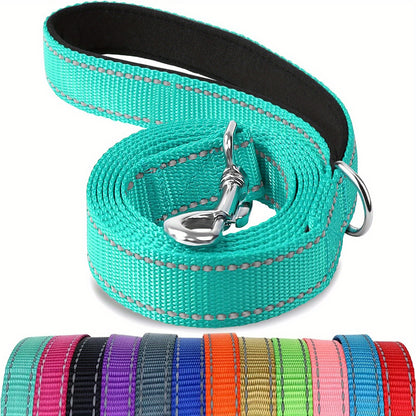 1pc Single Sided Reflective Dog Leash Soft Neoprene Padded Breathable 1 Inch Wide, Pet Leash 6FT/5FT/4FT For Medium & Large Dogs Walking And Training