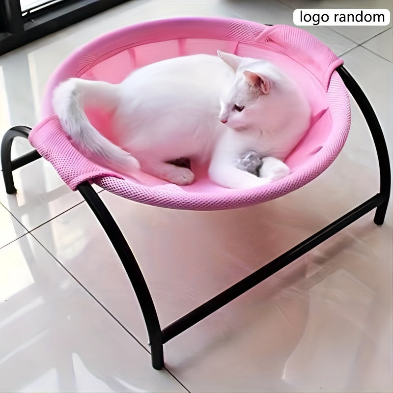 Alloy Steel Cat Hammock Bed, Free-Standing Pet Sleeping Bed, Easy Assembly, Washable, Stable Structure, Excellent Breathability, Indoor/Outdoor Use, Detachable Design for Cats
