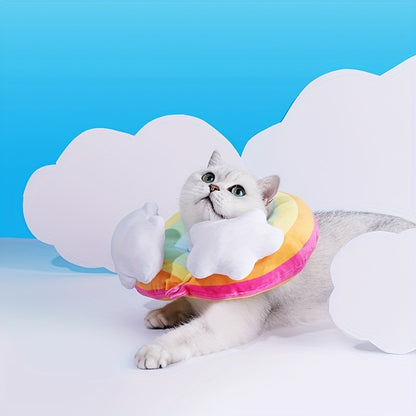 Zeze Cat Plush Rainbow Shape Soft Elizabethan Adjustable Collar For Cat Wound Healing Protective, Pet Elizabethan Collar For Cats, Mini Dogs And Rabbit