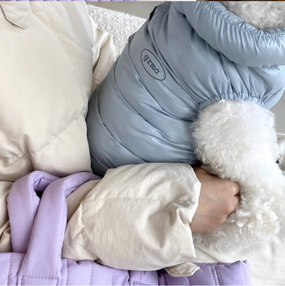 Winter Dog & Cat Vest - Thickened Warm Coat with Zipper Closure, Soft Pastel Colors (Blue, Pink, White) - for Small to Medium Pets - Cold Weather Apparel for Pomeranians, Chihuahuas, Shih Tzus - Easy On/Off Pet Clothing, Dog