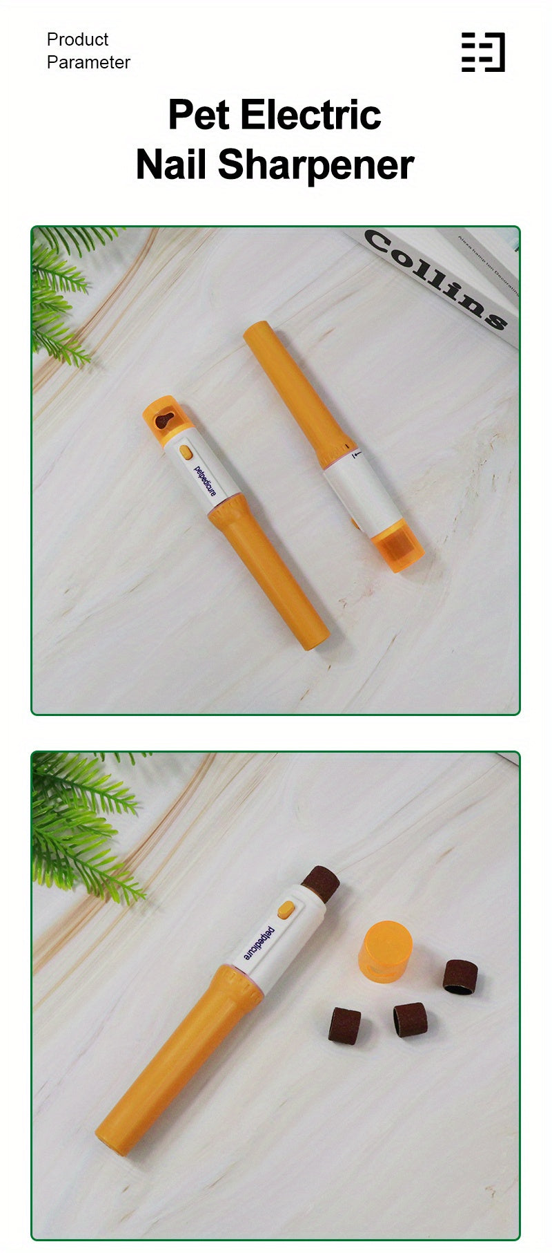 Pet Electric Nail Grinder - Durable Plastic, Battery-Powered, Safe for Dogs & Cats, Home Use, Pet Grooming Tool | Modern Design | Durable Plastic Grinder, Pet Nail Care, Without Battery