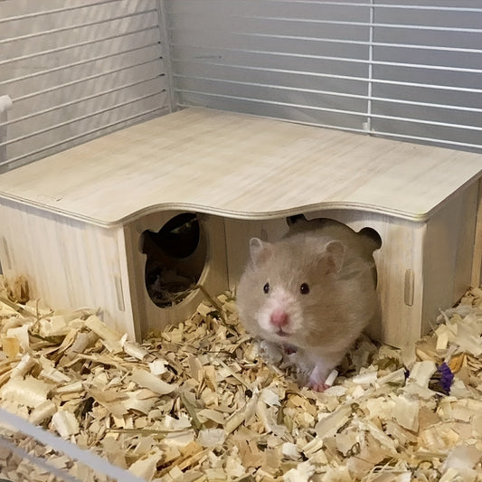 Multi-Chamber Wooden Hamster Maze and Hideout - Fun Activity and Cozy Nest for Your Pet