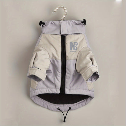 Colorful Waterproof Pet Jacket for Medium/Large Dogs - Durable 100% Polyester, Easy-Zip Closure with Hood, "MB" Design - Ideal for Outdoor Adventures, Dog Raincoat Waterproof