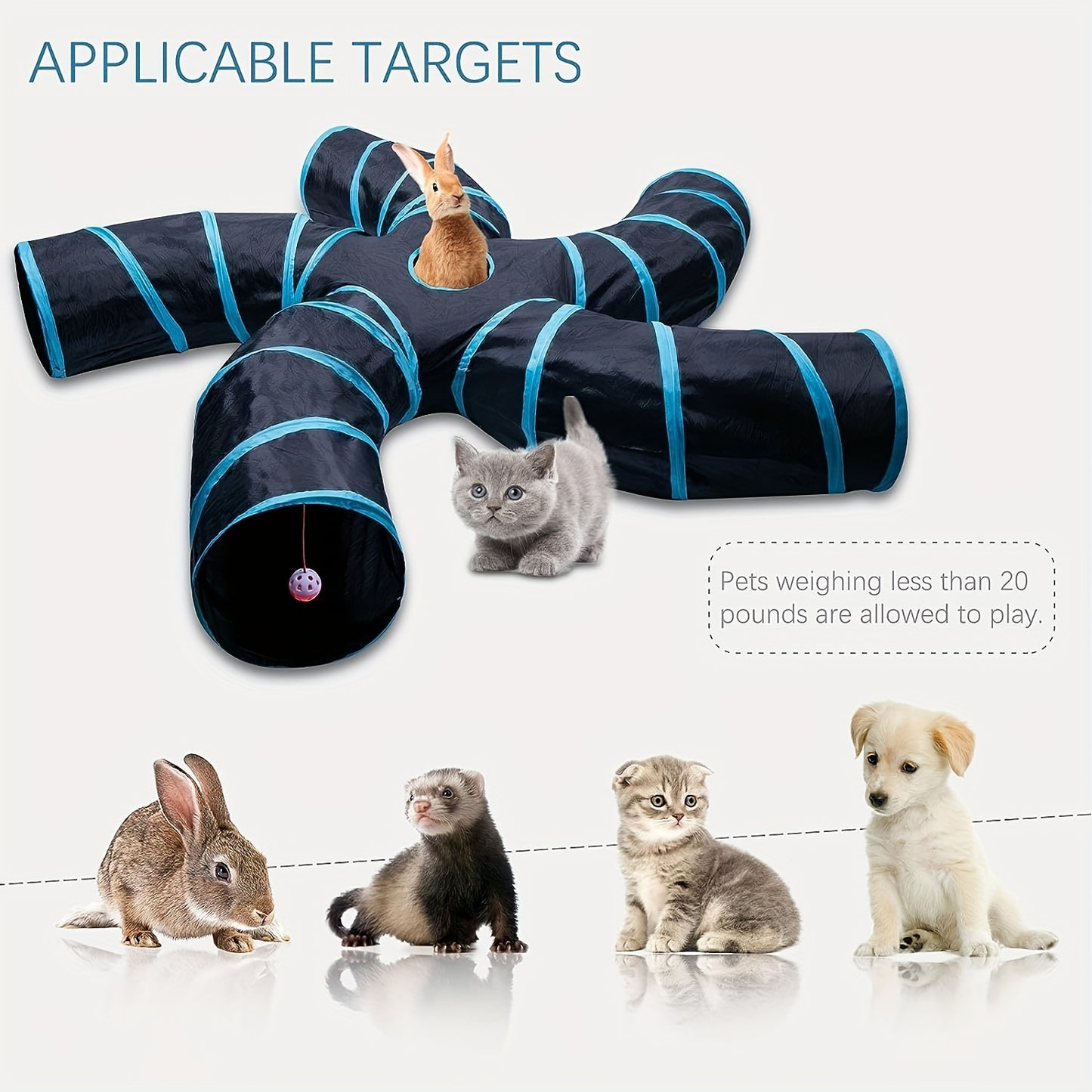 [Large Collapsible Cat Tunnel Play] Cat Tunnel For Indoor Cats Large With Play Ball 2/3/4/5 Way Collapsible Interactive Peek Hole Pet Tube Toys For Puppy, Kitty, Kitten, Rabbit