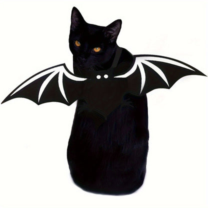 Pet Halloween Costume, Black Devil Bat, Adjustable Cat & Dog Outfit with White Wings & Eyes Print, Bat Wings, Claws, Cute Felt Fabric with Hook Closure, for Trick-or-Treat, Easter, Photo, Pet Role Play Party, Masquerade Ball