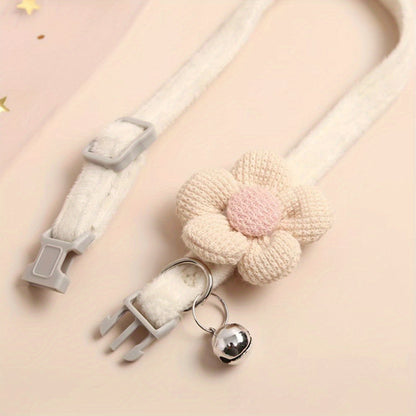 1pc Cute Dog Necklace with Flower Decor and Bell Strap - Pet Collars and Leads for Stylish Pups