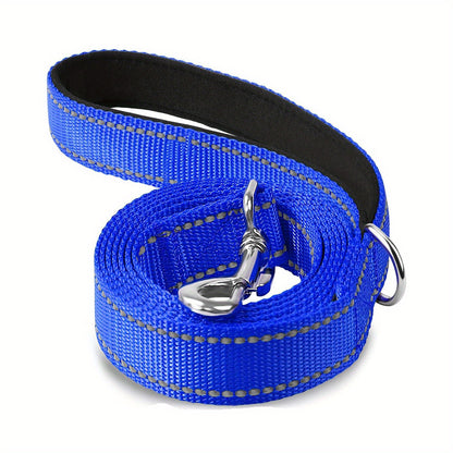 1pc Single Sided Reflective Dog Leash Soft Neoprene Padded Breathable 1 Inch Wide, Pet Leash 6FT/5FT/4FT For Medium & Large Dogs Walking And Training