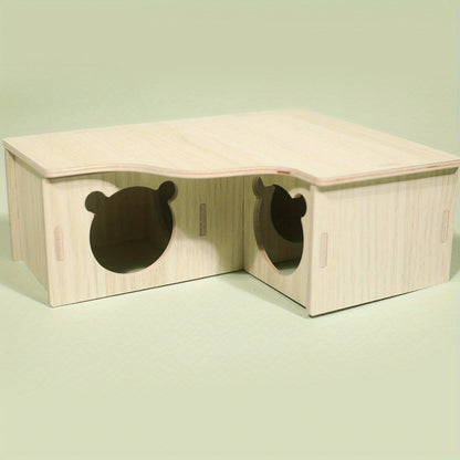 Multi-Chamber Wooden Hamster Maze and Hideout - Fun Activity and Cozy Nest for Your Pet