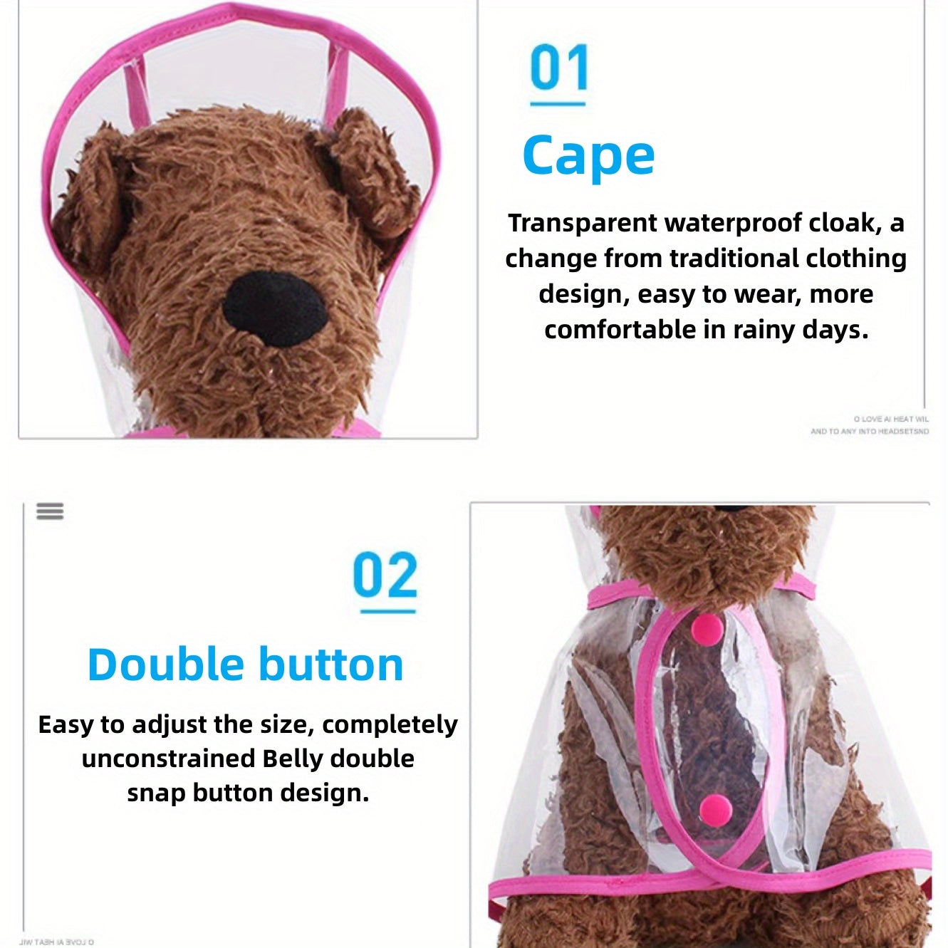 1pc Clear Transparent Hooded Pet Plastic Raincoat Poncho For Toy And Small Dogs And Cat Only Clothes