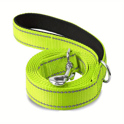 1pc Single Sided Reflective Dog Leash Soft Neoprene Padded Breathable 1 Inch Wide, Pet Leash 6FT/5FT/4FT For Medium & Large Dogs Walking And Training