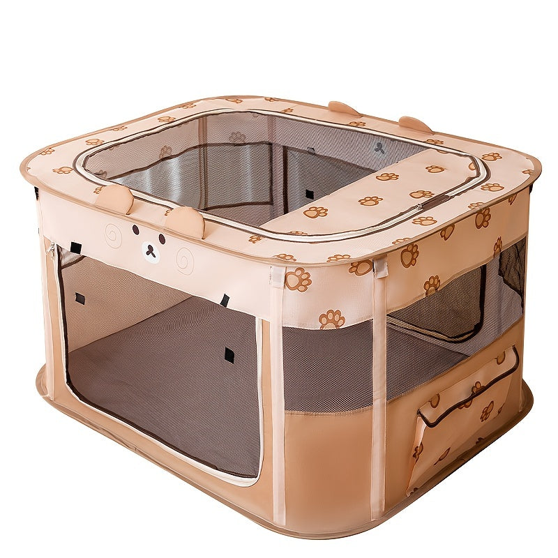 1pc Adorable Foldable Pet Playpen - Portable, Removable Zipper Top, Indoor & Outdoor Use, Spacious Cat Bed, Delivery Room, Easy Setup - Perfect for Dog and Cat Lovers