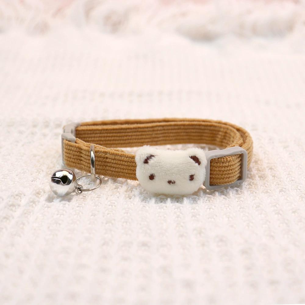 Cute Cartoon Bear Decor Pet Collar Adjustable Cat Collar, Breakaway Cat Collar With Bell
