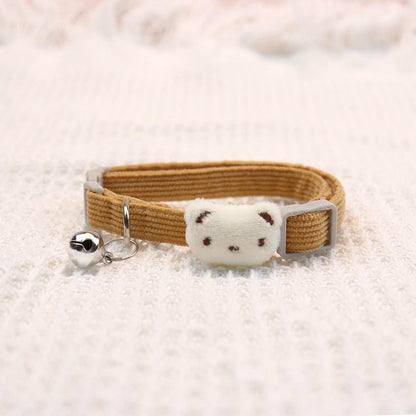 Cute Cartoon Bear Decor Pet Collar Adjustable Cat Collar, Breakaway Cat Collar With Bell
