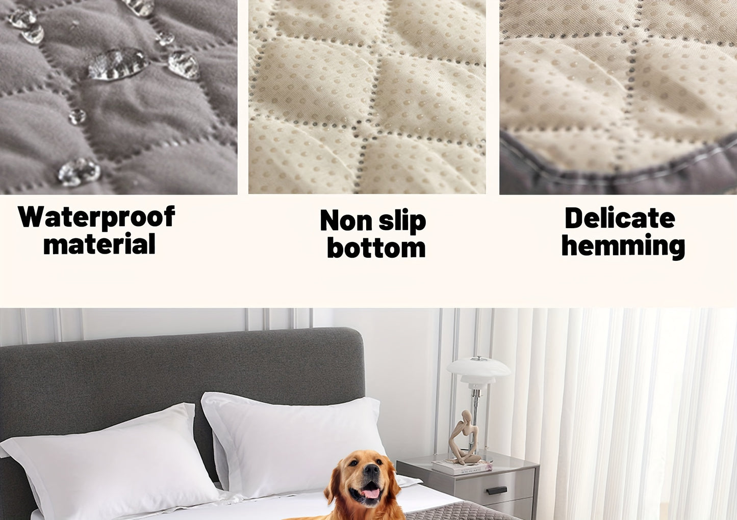 Waterproof & Non-Slip Dog Mattress Cover for Beds, Sofas, Cars | Super Soft Pet Blanket with Incontinence Protection | Machine Washable Furniture Protector Pad, Puppy Bedspread, Durable Dog Carpet