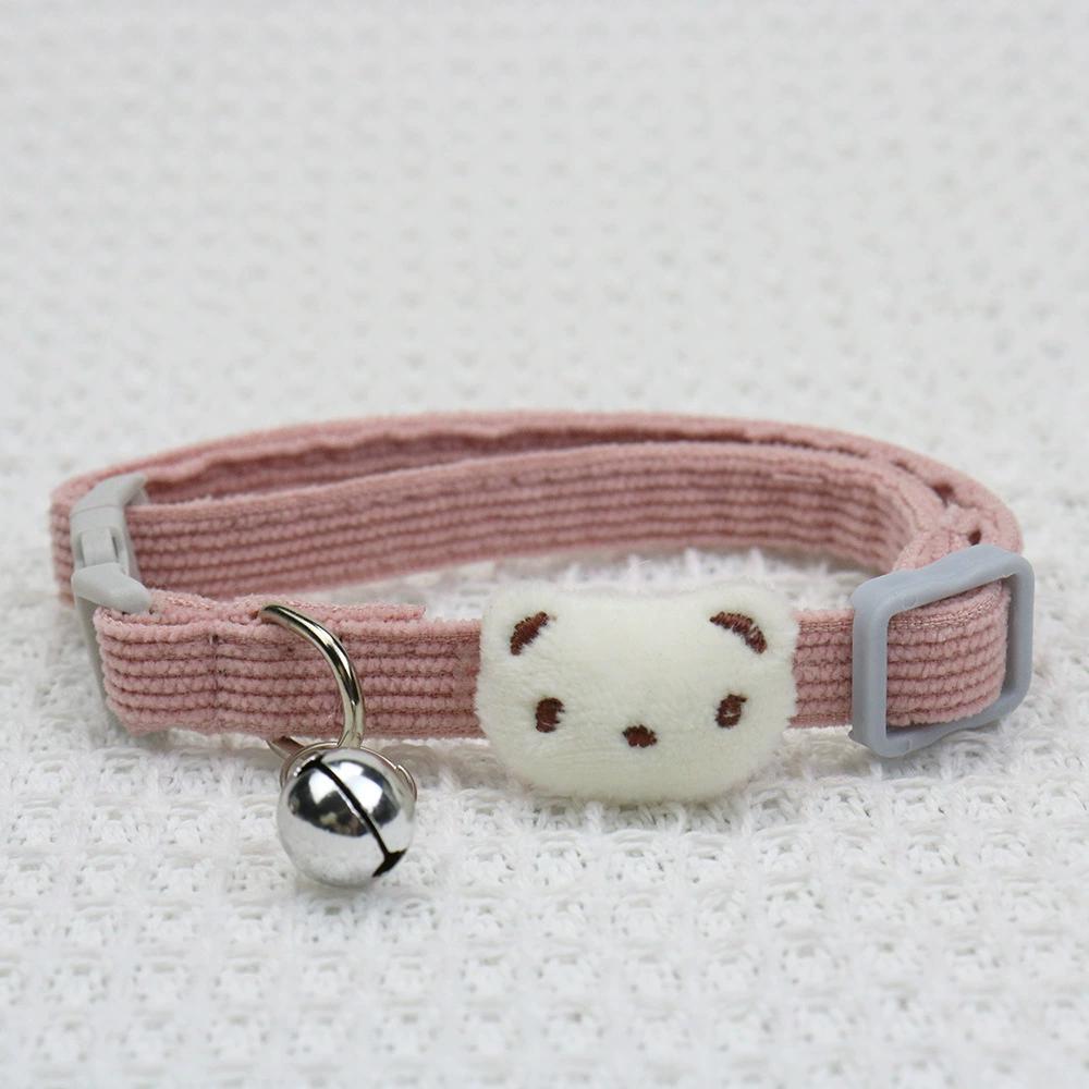 Cute Cartoon Bear Decor Pet Collar Adjustable Cat Collar, Breakaway Cat Collar With Bell