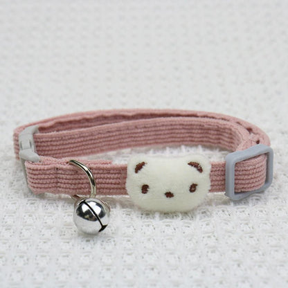 Cute Cartoon Bear Decor Pet Collar Adjustable Cat Collar, Breakaway Cat Collar With Bell