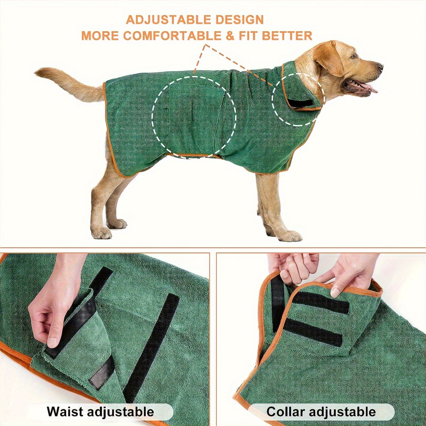 [Quick-Dry Dog Drying Coat] Super Absorbent Quick-Dry Dog Drying Coat - Warm-Keeping Bathrobe with Full Body Coverage & Hood, Multiple Colors (Purple, Blue, Green, Yellow, Red), Durable Fabric for Efficient Water Absorption &