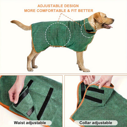 [Quick-Dry Dog Drying Coat] Super Absorbent Quick-Dry Dog Drying Coat - Warm-Keeping Bathrobe with Full Body Coverage & Hood, Multiple Colors (Purple, Blue, Green, Yellow, Red), Durable Fabric for Efficient Water Absorption &