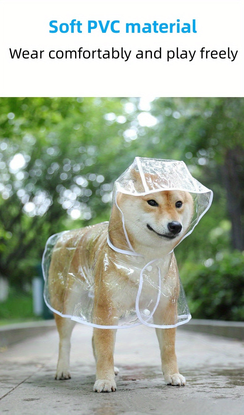 1pc Clear Transparent Hooded Pet Plastic Raincoat Poncho For Toy And Small Dogs And Cat Only Clothes