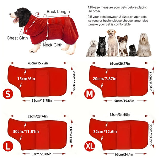 [Quick-Dry Dog Drying Coat] Super Absorbent Quick-Dry Dog Drying Coat - Warm-Keeping Bathrobe with Full Body Coverage & Hood, Multiple Colors (Purple, Blue, Green, Yellow, Red), Durable Fabric for Efficient Water Absorption &