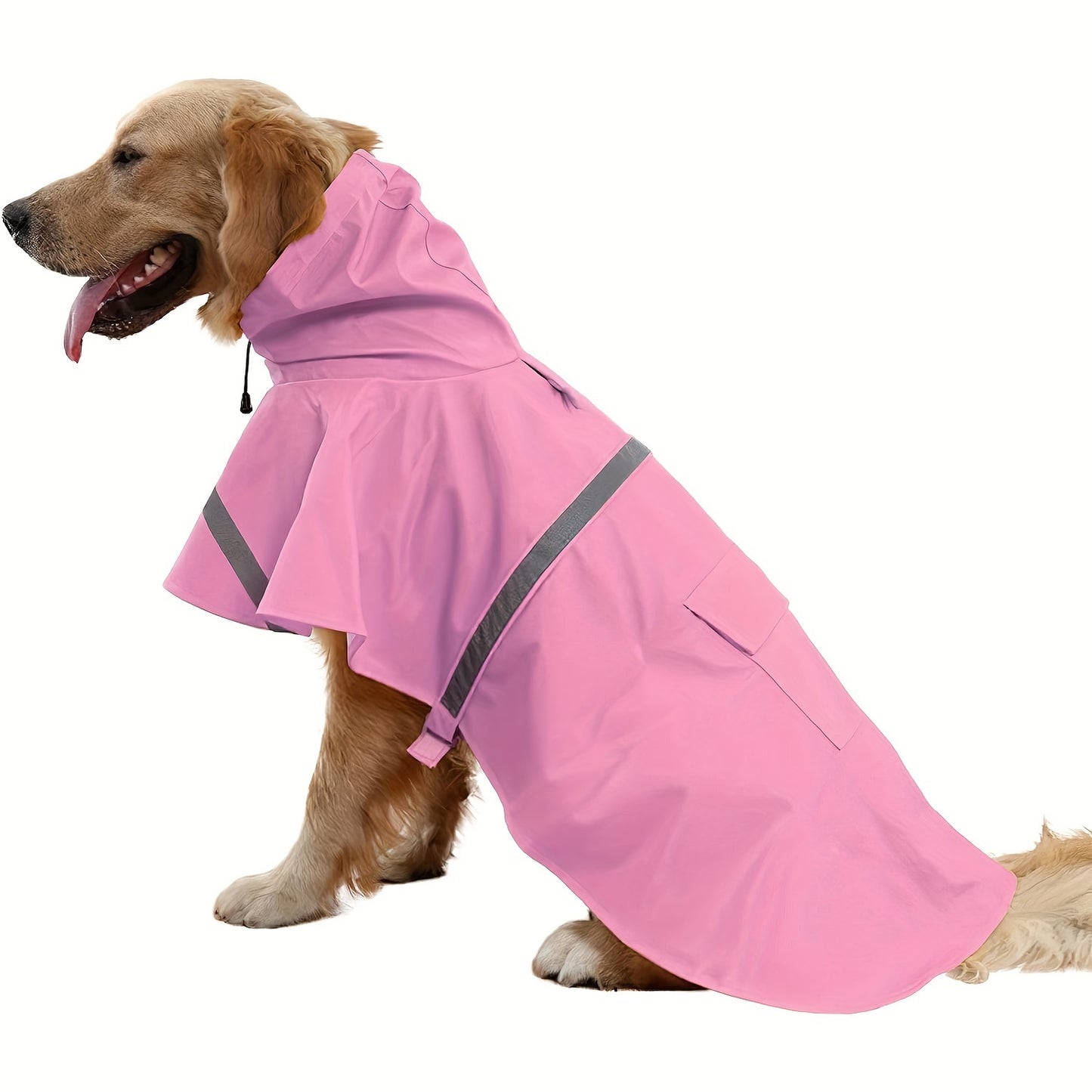 Reflective Waterproof Dog Raincoat with Hood - PU All-Weather Coat with Full Coverage, Easy Snap Closure & Reflective Trim, Comfortable & Dry Pet Jacket for Small, Medium, Large, Extra Large Dogs - Ideal for Rainy Days, Wet W