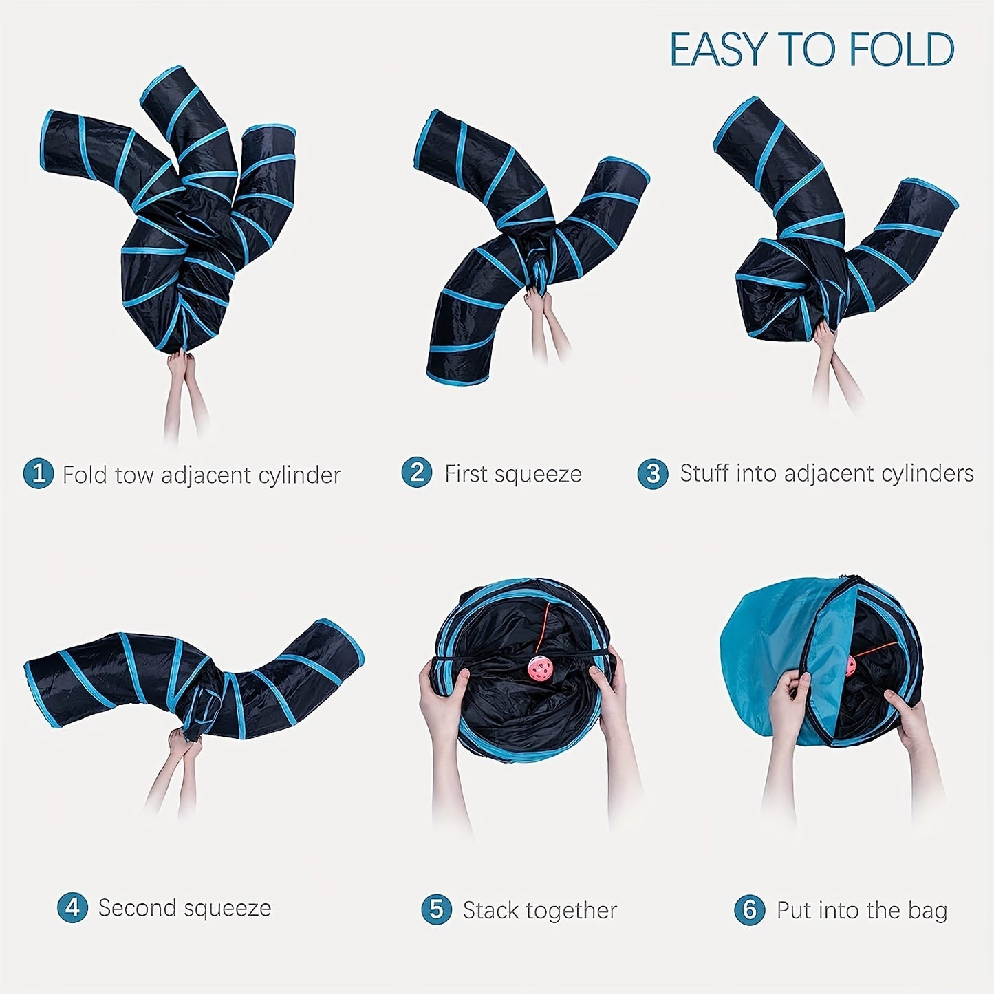 [Large Collapsible Cat Tunnel Play] Cat Tunnel For Indoor Cats Large With Play Ball 2/3/4/5 Way Collapsible Interactive Peek Hole Pet Tube Toys For Puppy, Kitty, Kitten, Rabbit
