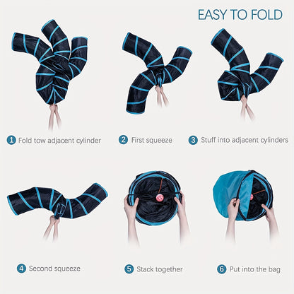 [Large Collapsible Cat Tunnel Play] Cat Tunnel For Indoor Cats Large With Play Ball 2/3/4/5 Way Collapsible Interactive Peek Hole Pet Tube Toys For Puppy, Kitty, Kitten, Rabbit