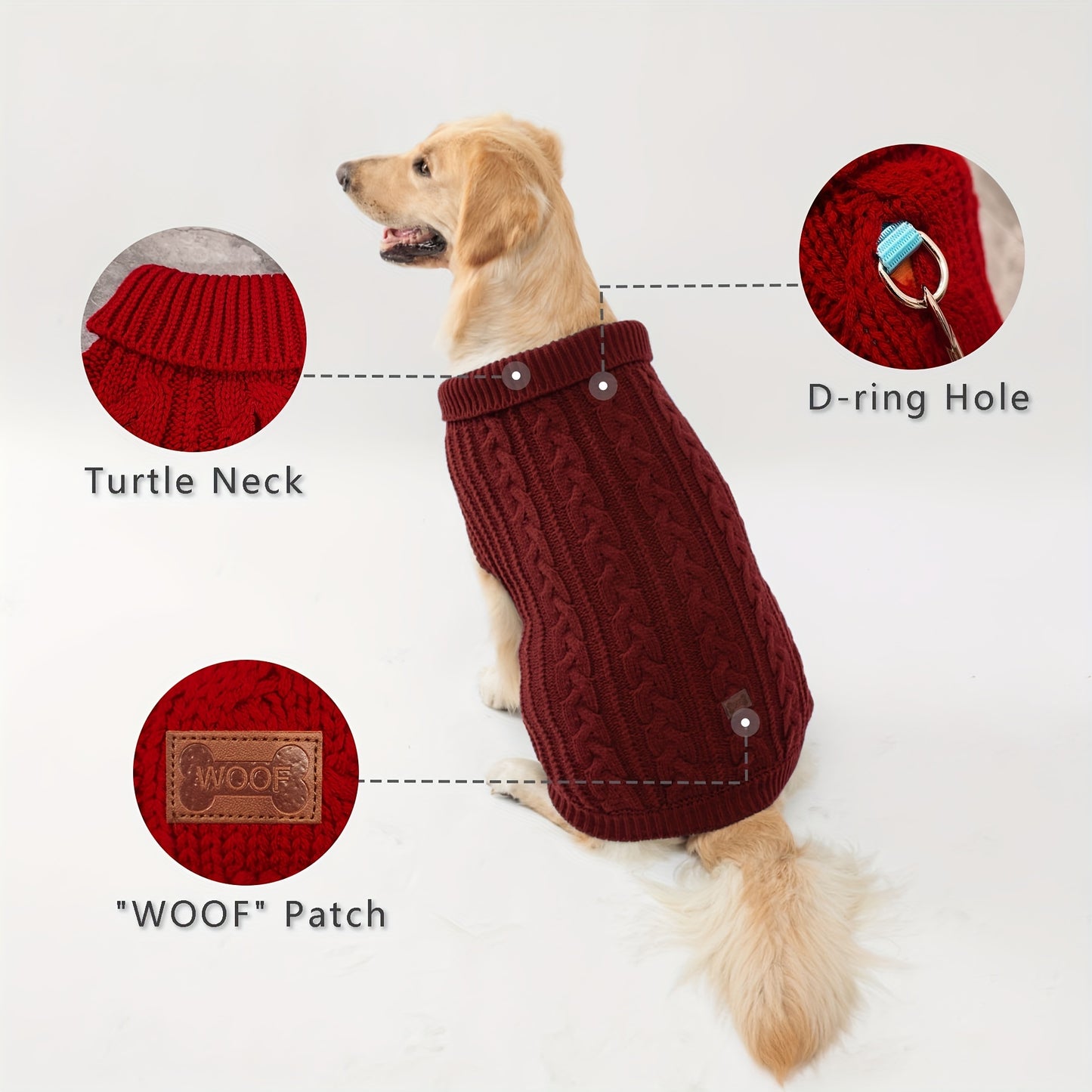 1pc Cozy Pet Knit Sweater - Warm Dog Clothes for Autumn and Winter - Soft, Plain Color, Knitted Design, Pet Friendly, Seasonal Apparel