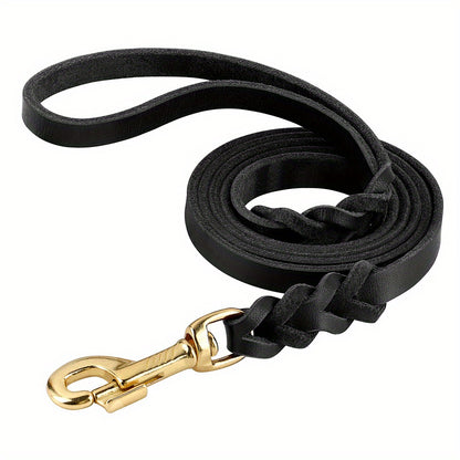 5ft Durable Braided Dog Leash - Adjustable Solid Color Pet Lead Rope with Metal Clasp for Medium & Large Dogs, Outdoor Walking & Daily Use, Stylish Dog Accessory