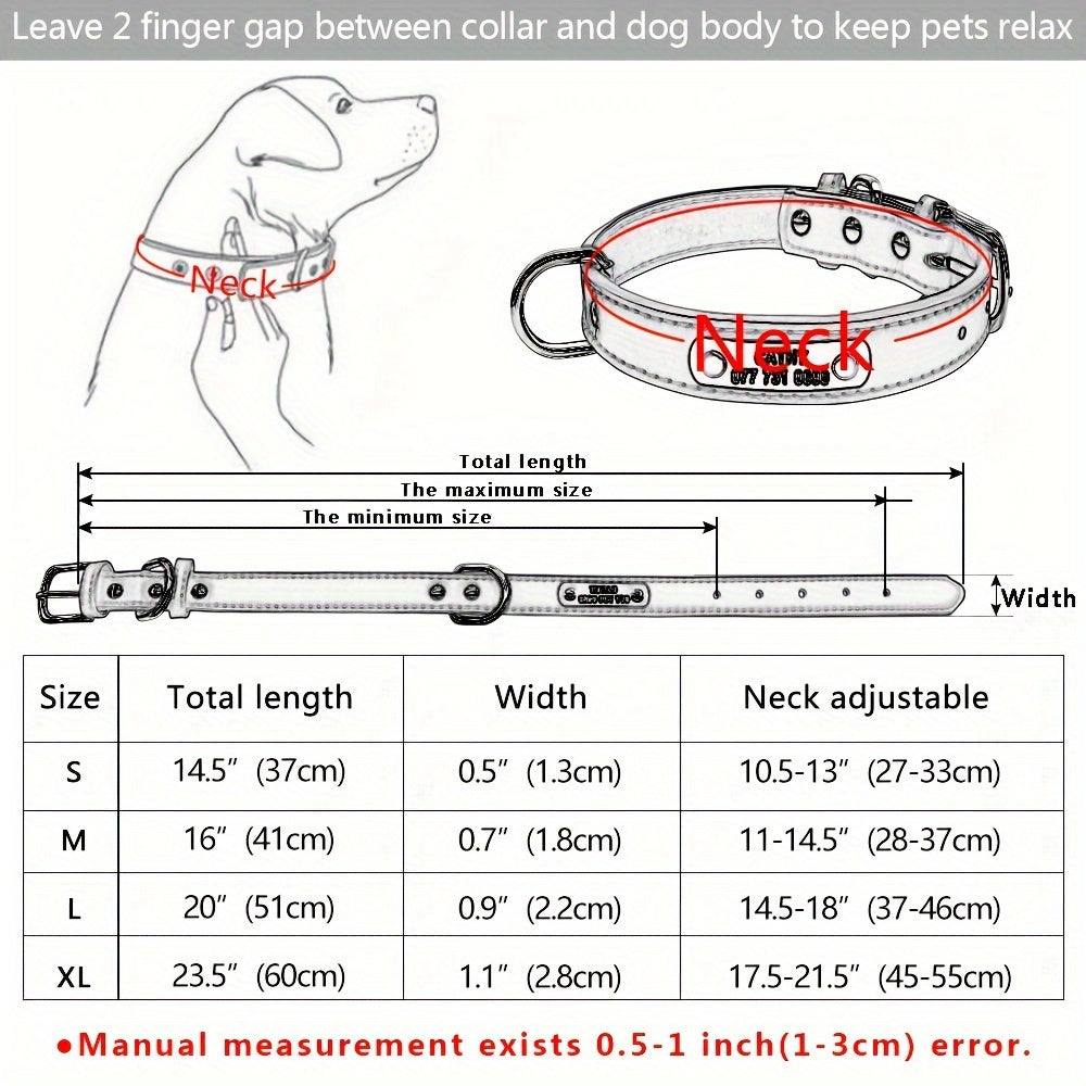 Custom Engraved Dog Collar with Personalized ID Tag - Durable Padded Pet Collar for Small, Medium & Large Dogs - Solid Pattern, Adjustable Fit, Secure Metal Hardware, Personalized Pet Accessory | Stylish Dog Collar | Durable