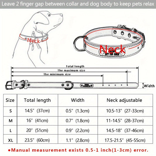 Custom Engraved Dog Collar with Personalized ID Tag - Durable Padded Pet Collar for Small, Medium & Large Dogs - Solid Pattern, Adjustable Fit, Secure Metal Hardware, Personalized Pet Accessory | Stylish Dog Collar | Durable